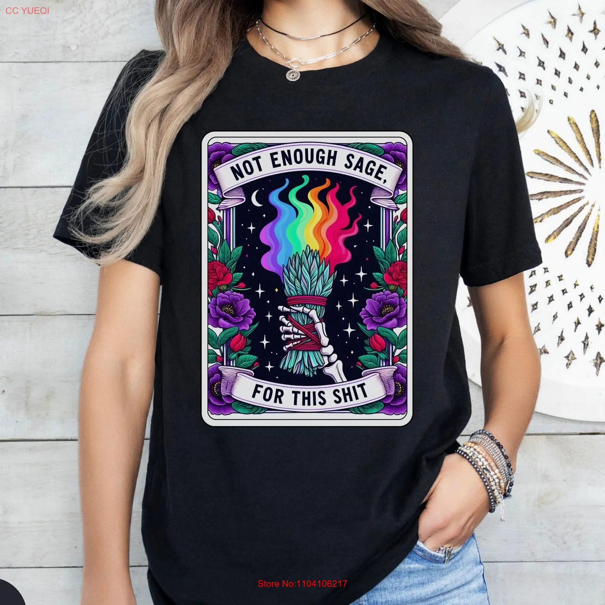 Not Enough Sage For This Tarot Card T Shirt Sarcastic Meditation Mystical Spiritual Yoga Witchy Vibes Top