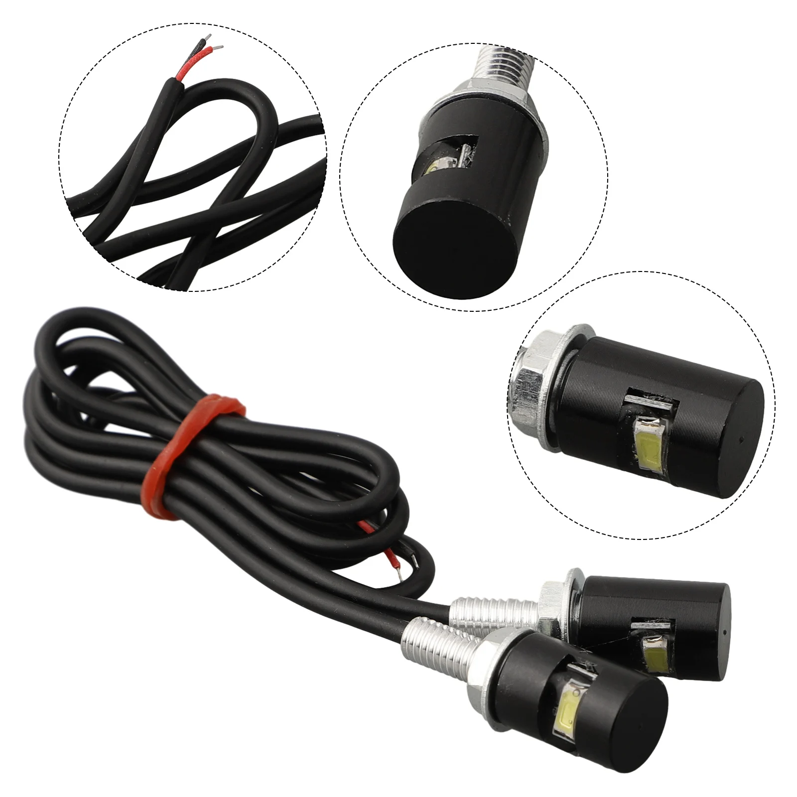 2Pcs LED License Plate Bolt Light  Car Motorcycle License Plate Lights  Easy Installation  Long Lasting  Black Color