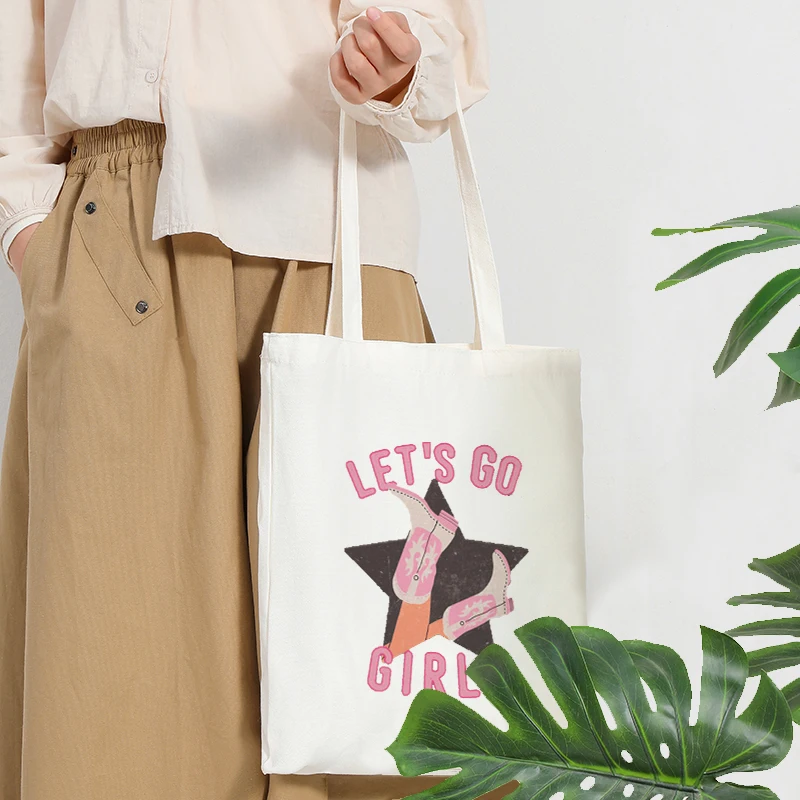 Lets Go Girls Man I Feel like a Bride Pattern Tote Bags Canvas Shoulder Bag women Folding Shopping Bag Summer Beach Bag for Lady