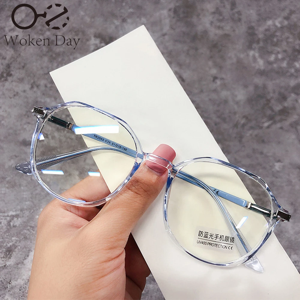 1PC New Women Anti Blue Light Eyewear Reading Glasses Transparent Frame Fashionable Optical Spectacle Multi-sided Eyeglass