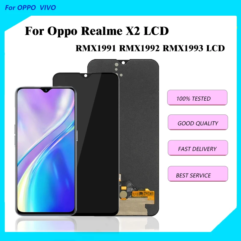 

6.4" LCD For OPPO Realme X2 Touch Screen Digitizer Assembly Replacement For RMX1992,RMX1993,RMX1991 LCD Display