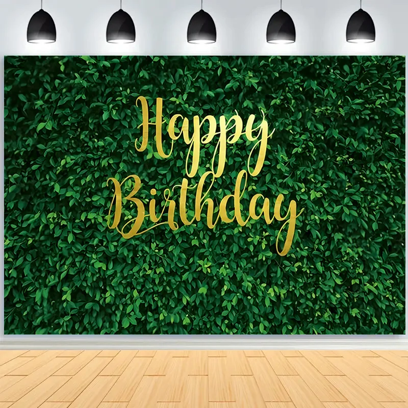 Фон с зелеными листьями для вечеринки в честь Дня рождения детский фон для фотосъемки торт стол фотостудия реквизит