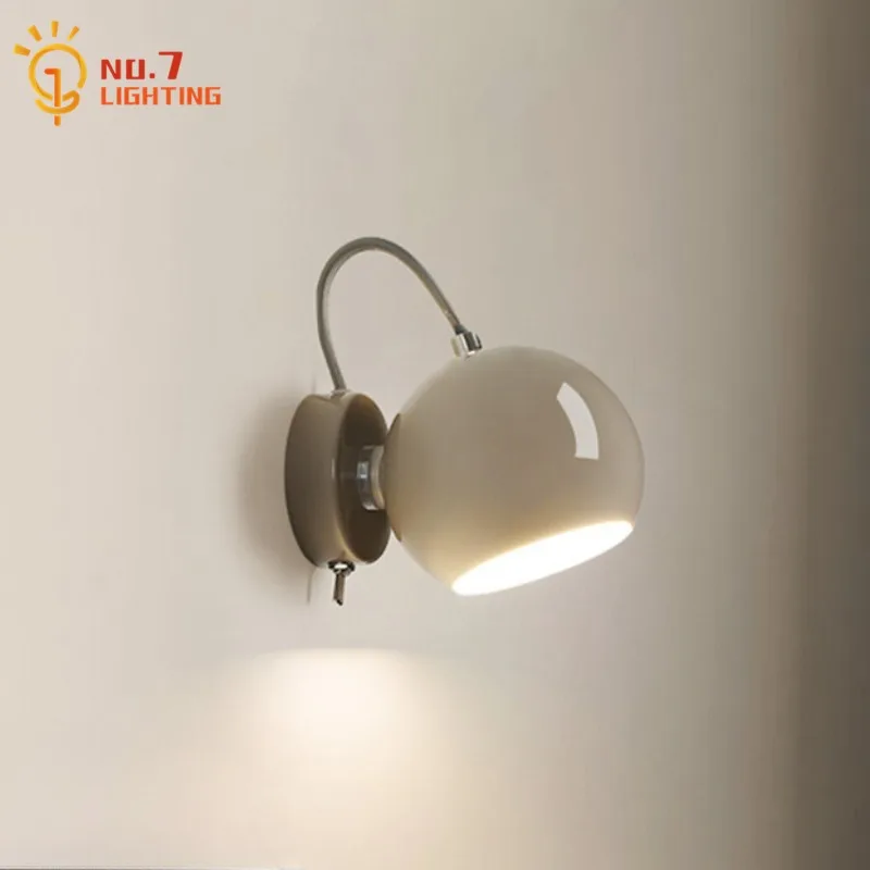 

Nordic Ins Cream Wind Wall Lamp with Switch LED G9 Minimalist Iron Art Rotatable Wall Sconces Bedroom Living Room Study Balcony