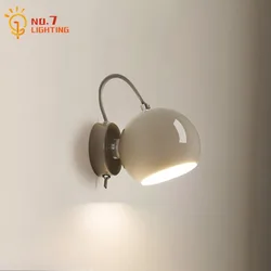 Nordic Ins Cream Wind Wall Lamp with Switch LED G9 Minimalist Iron Art Rotatable Wall Sconces Bedroom Living Room Study Balcony
