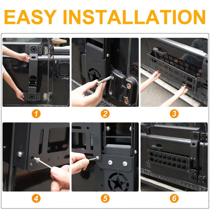 لاند روفر المدافع 90 110 130 الكربون الصلب باب السيارة للطي المفصلي خطوة القدم دواسة حامل سقفي السيارة خطوة الملحقات الخارجية #4