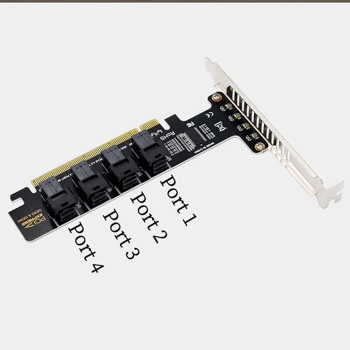 

PH49 PCIe4.0 X16 to 4-Port U.2 NVME SFF-8643 SFF-8639 Expansion Card Support X4 X8 X16 Slot Motherboard with PCIE Split Function