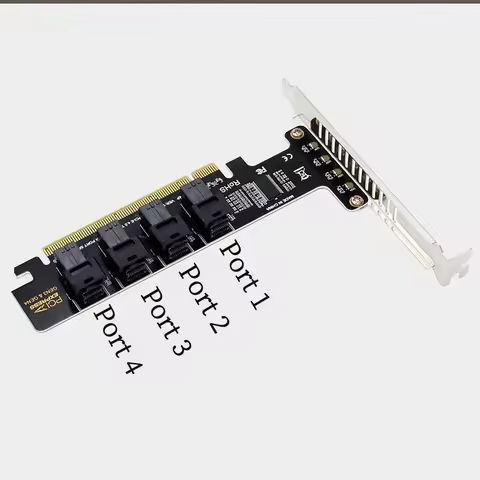 PH49 PCIe4.0 X16 to 4-Port U.2 NVME SFF-8643 SFF-8639 Expansion Card Support X4 X8 X16 Slot Motherboard with PCIE Split Function