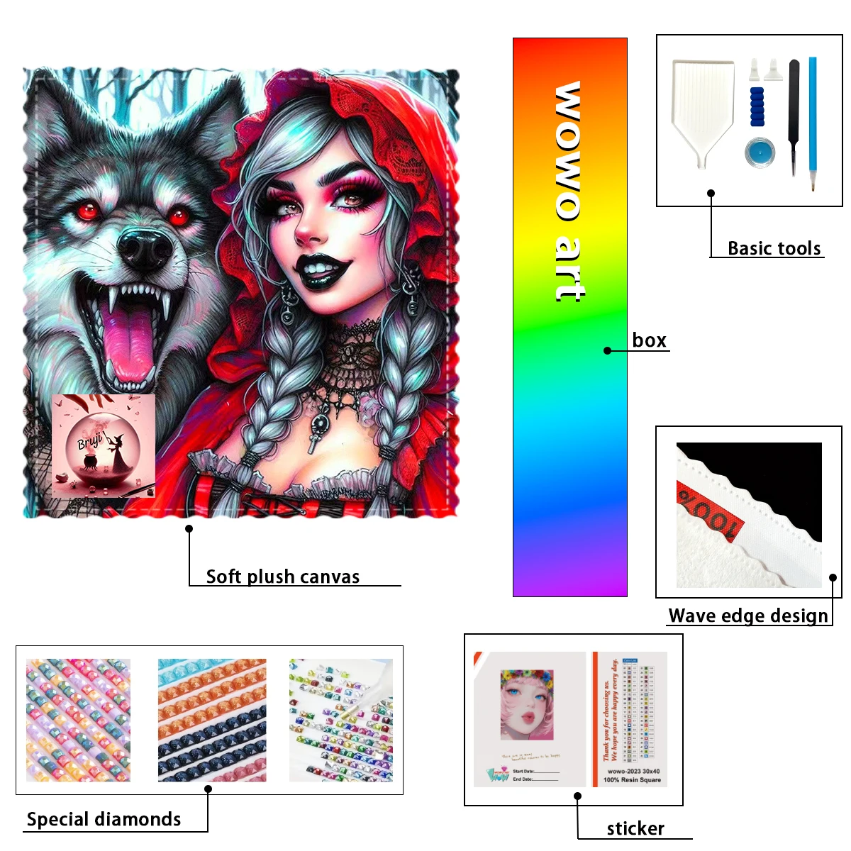 

【Bruji_ Diamond Art】Vampires and red-eyed wolves Crystal AB Rhinestone FD Rhinestone Perfect Resin Diamond