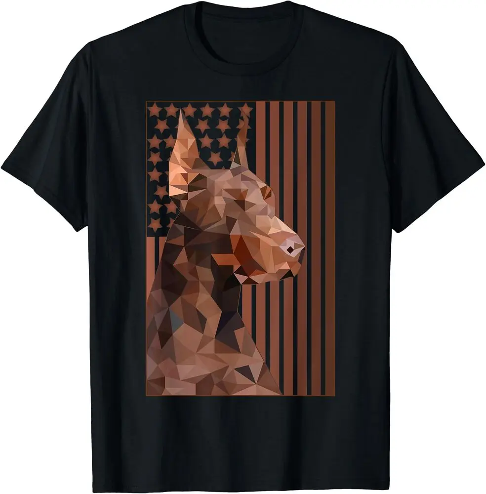 Brown American Flag Doberman Pinscher USA Awesome Funny Gift T-Shirt Size S-5XL Anime Graphic