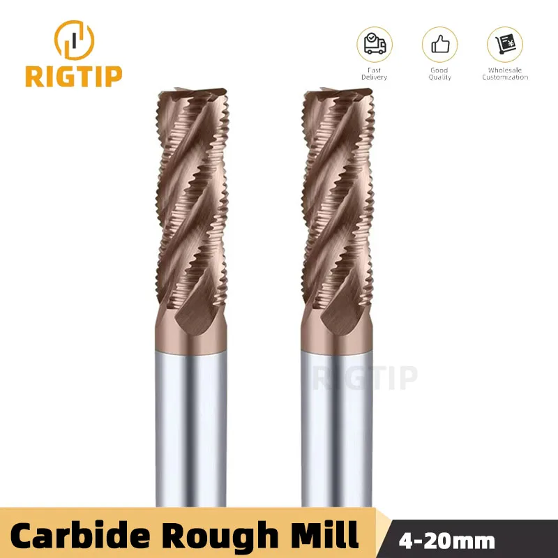 

Solid Carbide Roughing End Mill CNC Milling Tools Router Biits HRC55 4 Flutes Metal Roughing machining 6mm to 20mm