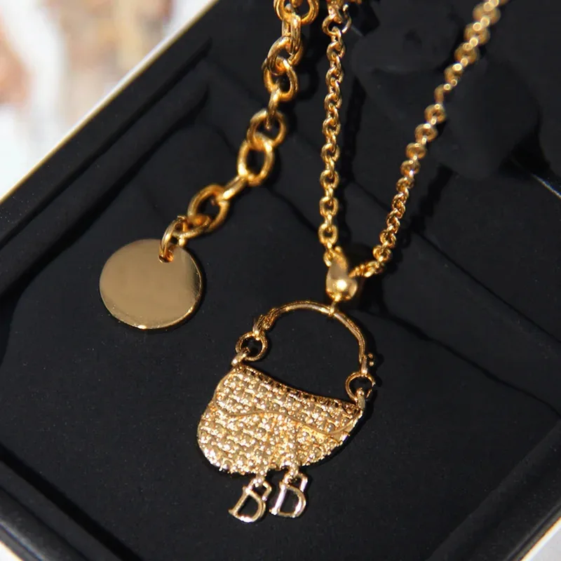 YISON French Luxury Gold-plated, Saddle Bag Pendant Earrings & Necklace, Elegant Versatile, Stylish Hot Sale Jewelry Set