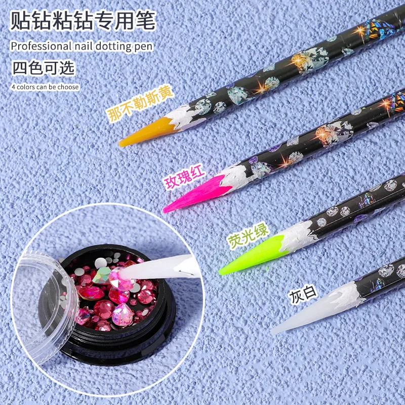 1pc Nail Rhinestone Picker Pencil Self Adhesive Crystal Gem Pick Up Diamond Painting Dotting Wax Pen for Nail Art Decoration Too