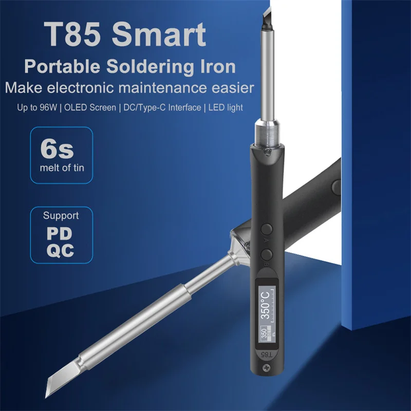 T85 Intelligent Electric Soldering Iron Portable Mini Welding Station 65W QC/PD Power Supply Digital Display Iron Dropshipping