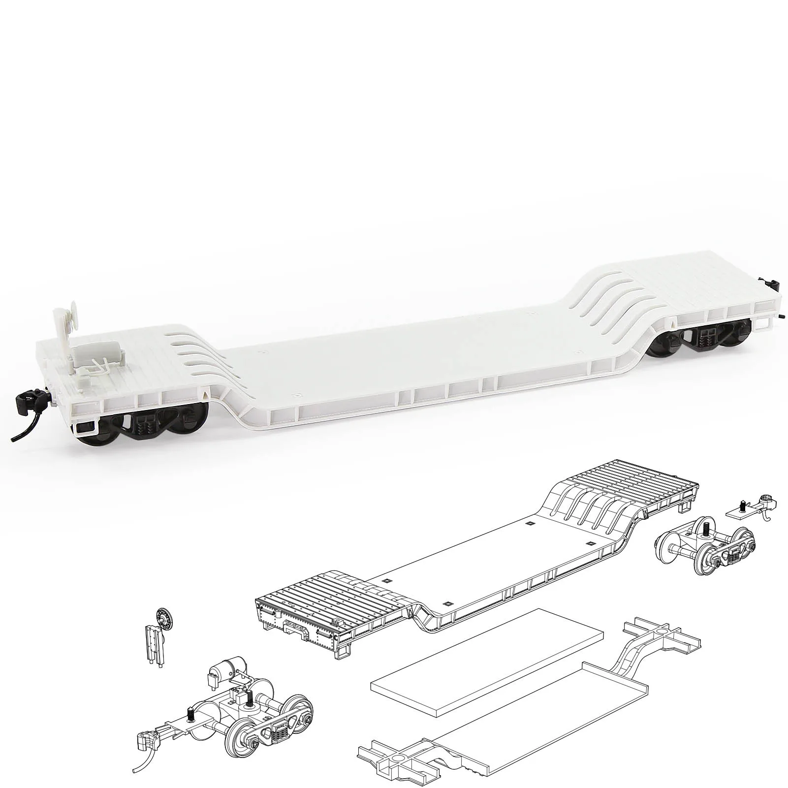 HO Scale Center-Depressed Flatcar Unassembled Blank with Shipping Container Cargo C8770JJ