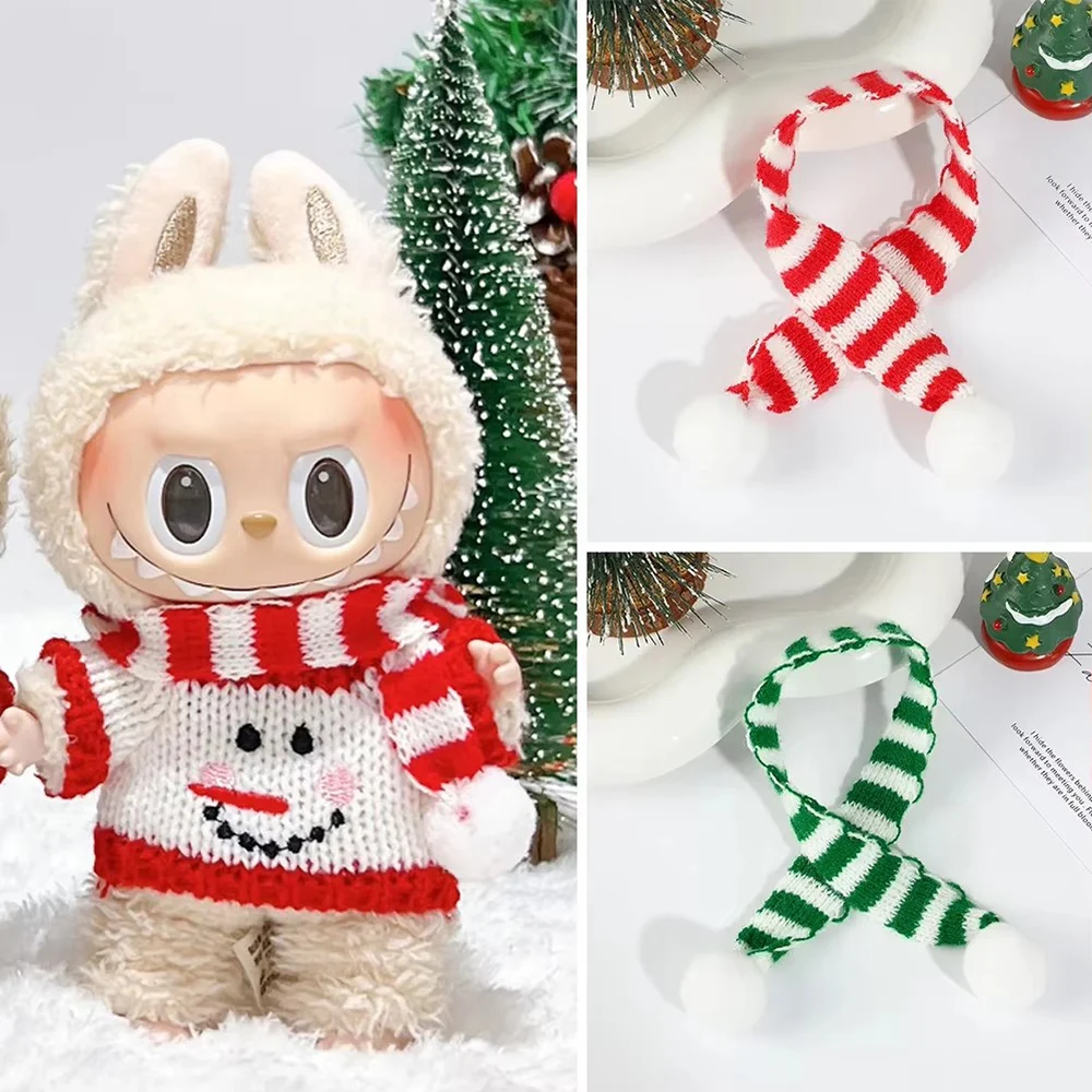 15-17cm Mini Doll'S Clothes Outfit Accessories for Labubu Idol V1 V2 Winter Christmas Sweater Scarf Set Clothing