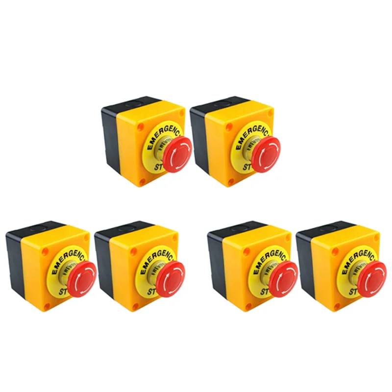 

6 шт. красный гриб аварийная остановка выключения кнопочный переключатель No + Nc 22 мм с ЧПУ Gecko-B51B