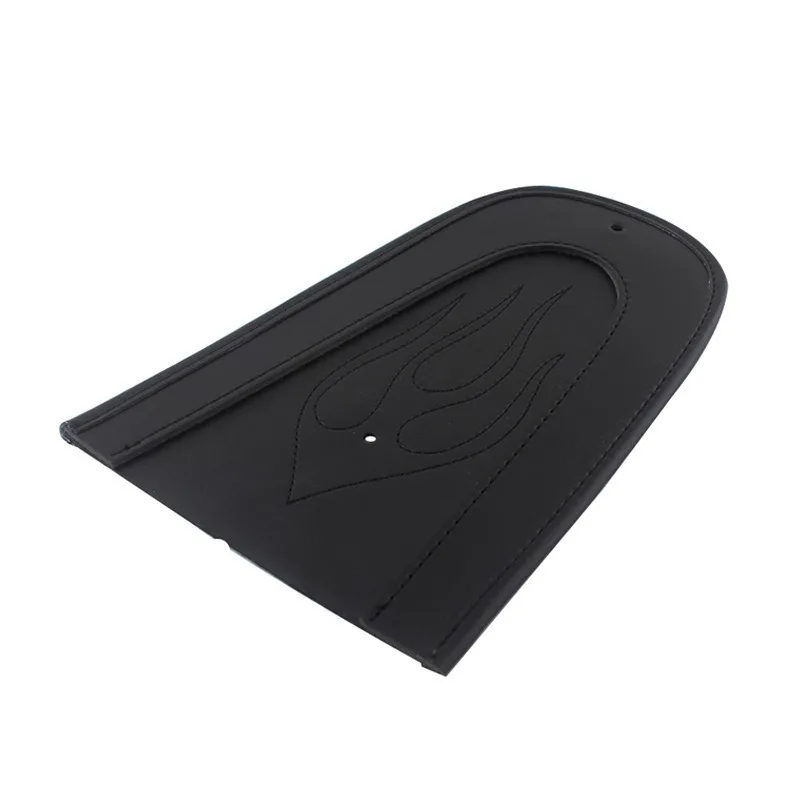 PU Leather Motorcycle Mudguard Pads - Flame Design Side Fenders for Harley-Davidson Big Glide, Black Customizable Style