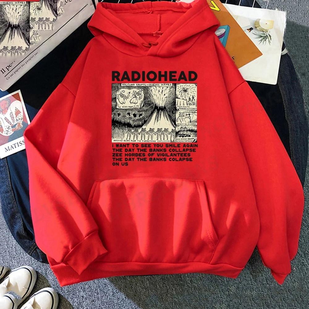 Vintage Radiohead Printed Hoodie Men\'s Street Casual Hoodie Fashion Personality Women\'s Long Sleeve Tops Unisex Men\'s Clothing