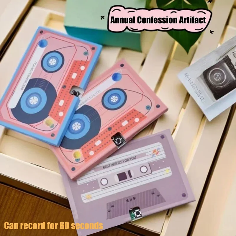 1 Piece Anniversary Gift Message Recorder Cassette Recording Voice Tape Greeting Card Handmade Surprise For Birthdays