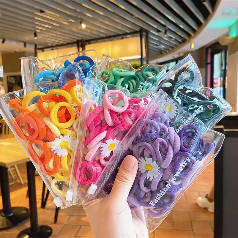 

50Pcs/set Korean Hair Rope Candy Color Hair Ring Girls Woman Towel Ring Elastic Rubber Bands
