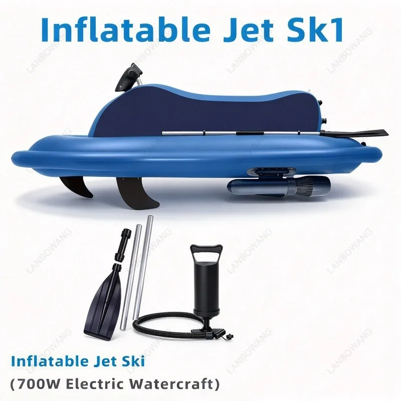 Electric Powered Inflatable Water Jet Ski, Motorized Floating Boat for Seawater Swimming Pool Water Entertainment
