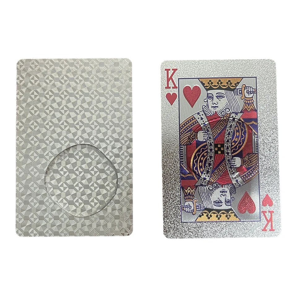 Juego de cartas de póquer de plata para niños, juego de cartas de PVC, juego de cartas de cubierta impermeable, colecciona regalos de popularidad