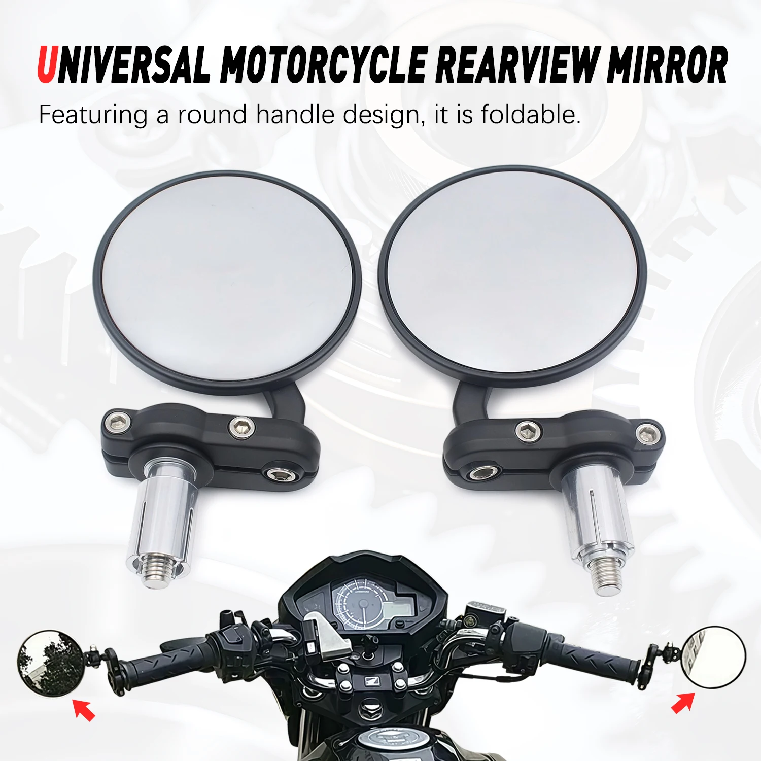 

2pcs Mirror Round Bar End Convex Handle Bars For Honda CB1000R CB1300 600 For Duke 390 790 EXC EXCF 125 200 250 Accessories Moto