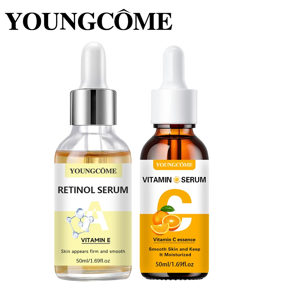 YOUNGCOME Soro de vitamina C com retinol para rosto - Soro hidratante antienvelhecimento iluminador, reforço de colágeno, pele lisa e firme
