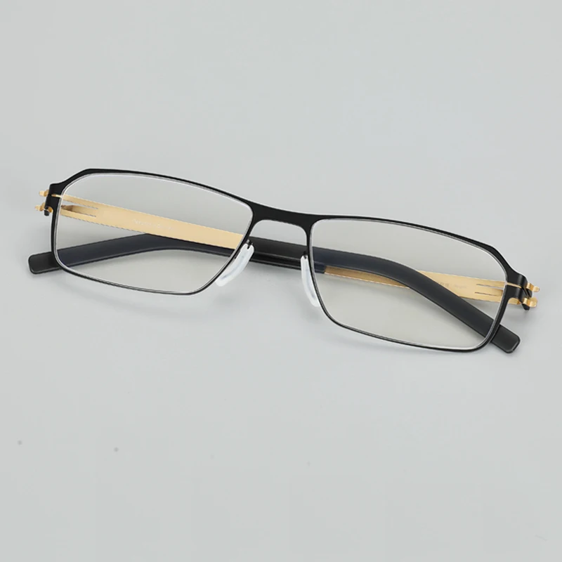 German Brand Design Screwless Rectangle Glasses Frame for Men Handmade Ultralight Eyeglasses Women Stainless Steel Eyewear