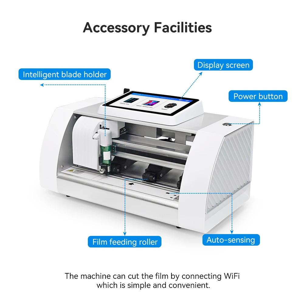U8 Series Auto Film Cutting Machine QR Code Scan for 5-9H Hardness Nano Glass TPU Film 7 Inch Touchscreen WiFi 65000+ Cloud Data