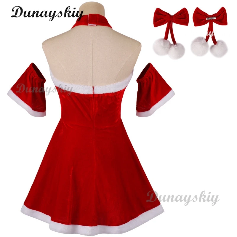 Christmas Sexy Dress Red Lace-ups Slim Winter Sexy Slim Cute Red Dresses Patchwork Bow Christmas Sweet Dress