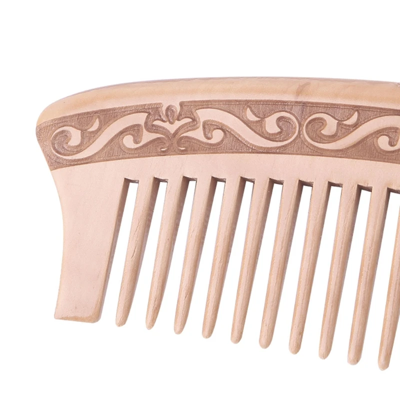 652F Pente dente largo natural pêssego massagem beleza cuidados com os cabelos