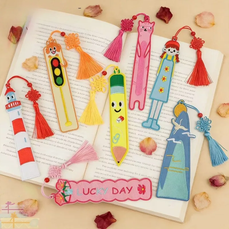 Embroidery Tassel Bookmark Reading Tag Card Page Tag Personality Ins Book Clip Tag Teacher and Student Jewelry Gifts view 6