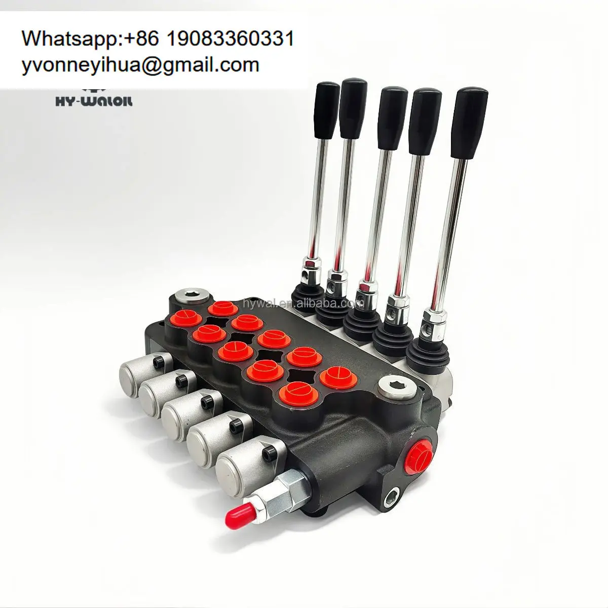 Válvula de Controle Direcional Hidráulica Pneumática Hy-Waloil P80 de 5 Seções com Controle Manual Monobloco para Caminhão Basculante