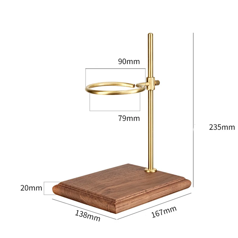 Pour over Coffee Maker Stand with Wood Base Adjustable Height Rack Dripper Filter Holder for Manual Brewing Walnut Wood