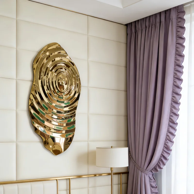 Premium Mirror-Finish Stainless Steel Water Ripple Wall Decor for Home & Hotel, bedroom, villa, shop, hotel wall