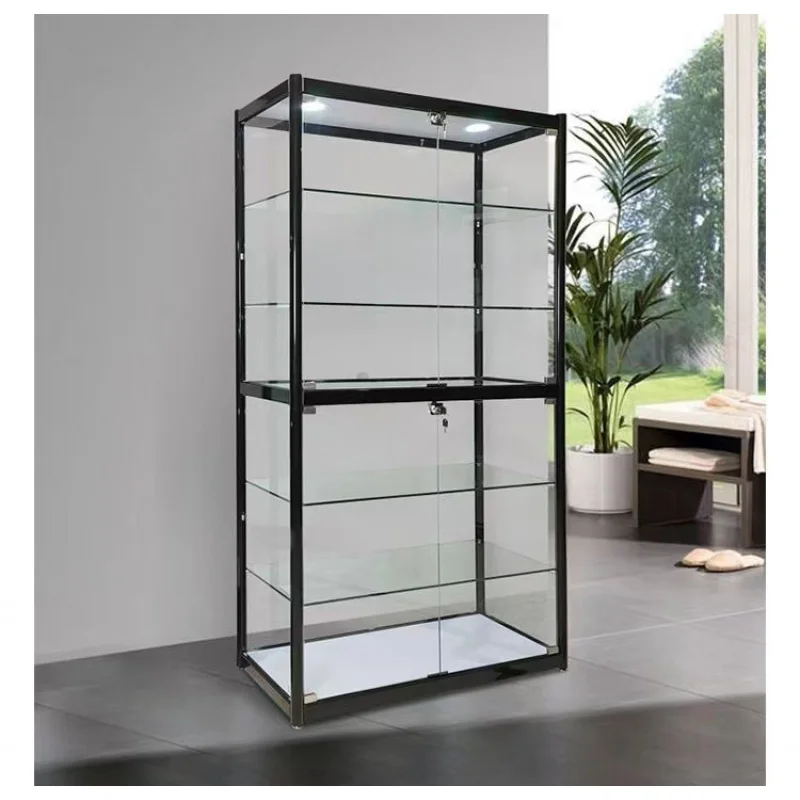 custom.Custom Dustproof Building Block Cabinet  Full Transparent Glass Display With Led Light