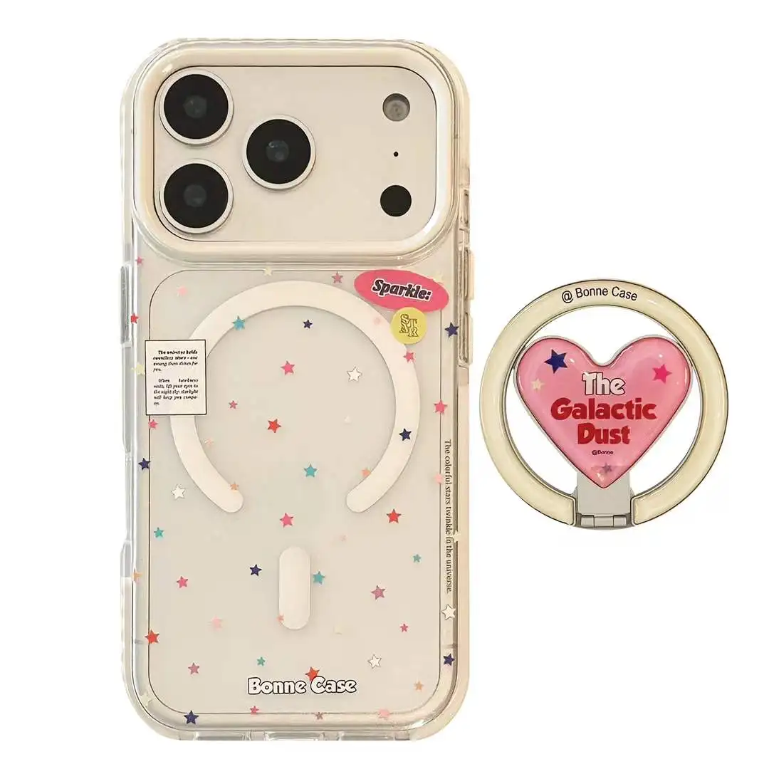 인스 한국 풀스크린 스타 브라켓 마그네틱 맥세이프 폰 케이스 아이폰 17 16 15 14 13 프로 맥스 Y2K 카와이 만화 커버