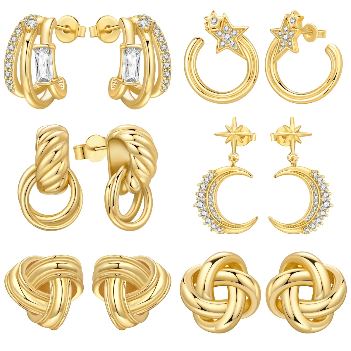 CYCUFF 925 Sterling Silver Simple 18K Gold Earrings Stud Earrings For Lady S925 Jewelry Party Anniversary Gifts