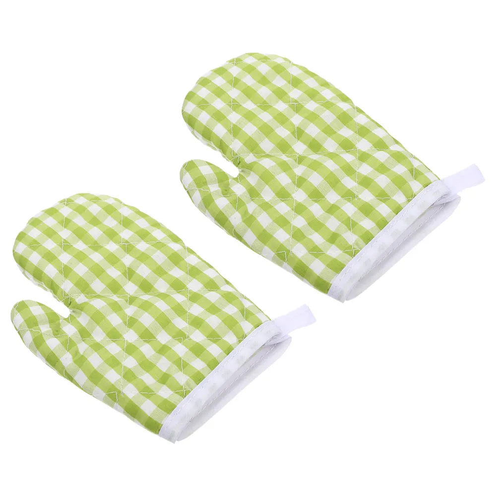 

2pcs Resistant Oven Mitts Kitchen Gloves Polyester Insulation Thickened Mittens Protection Green Classic Thickened Baking