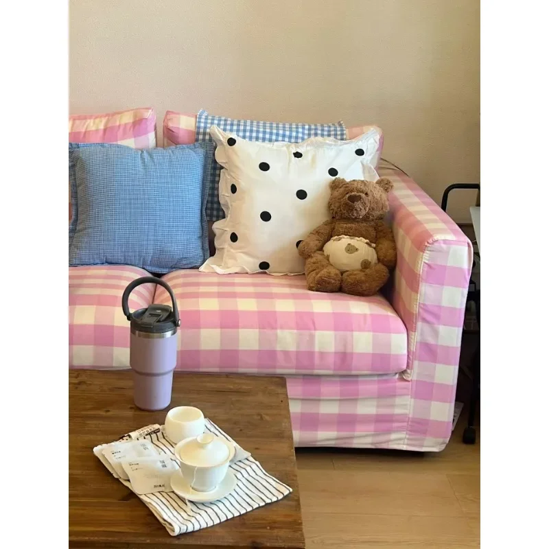 French retro homestay, fabric sofa, small apartment, living room, bedroom, pastoral detachable and washable, leisure cotton