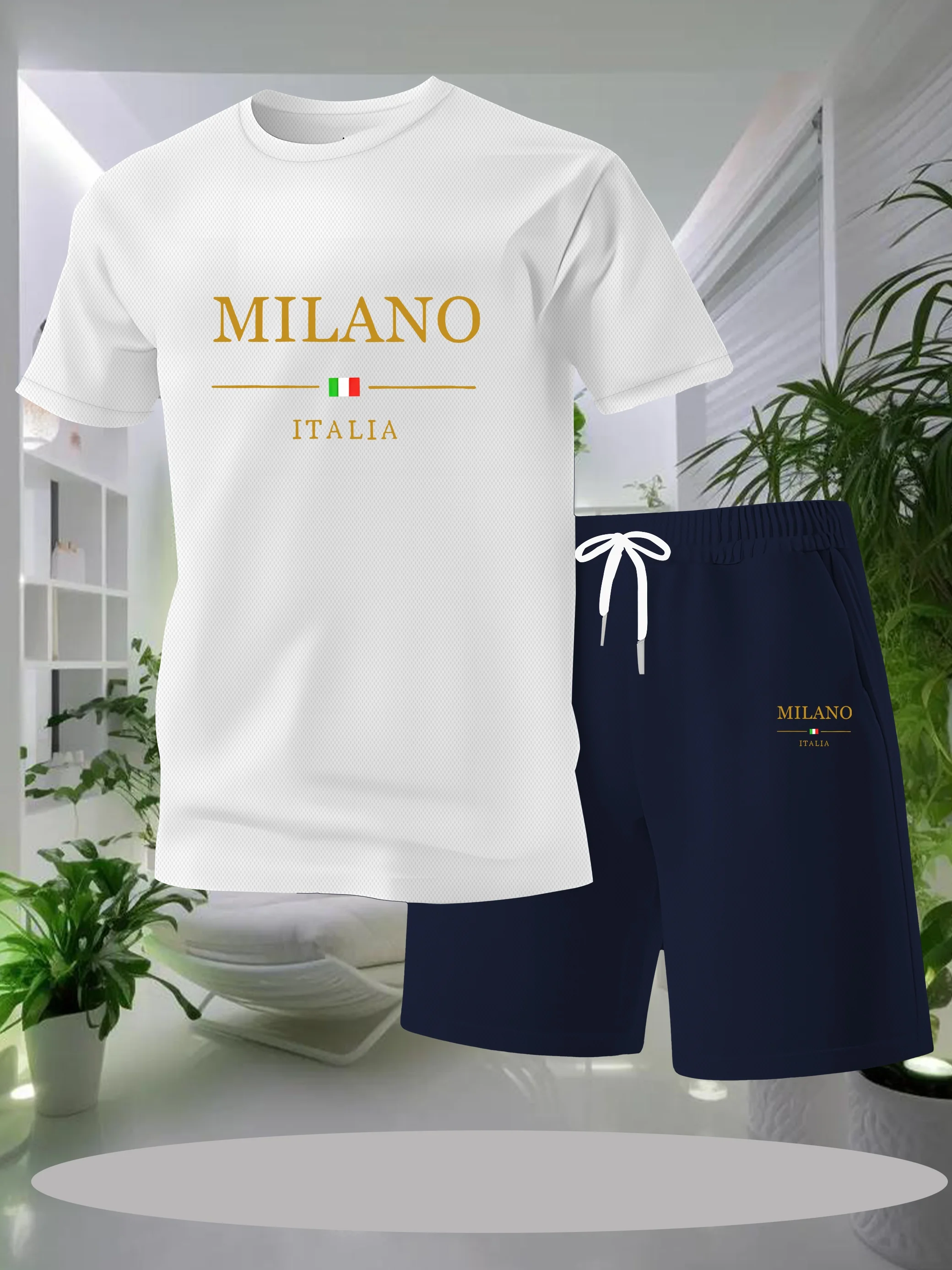 

New unisex style two-piece set, printed with patterns, simple style, suitable for beach, home, outdoor, party, cycling, tourism,