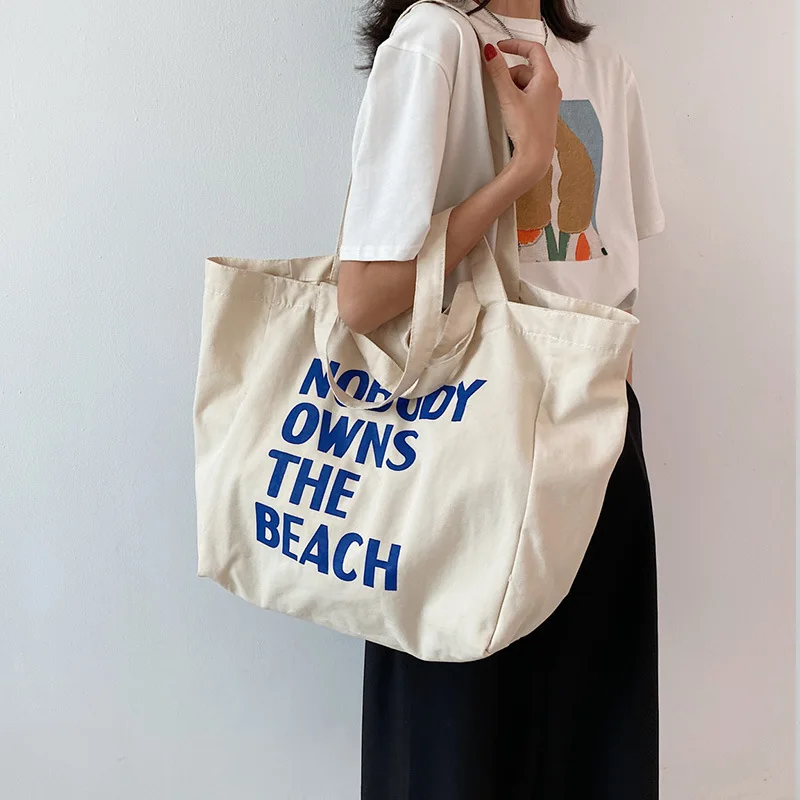 

Canvas Shoulder Bag Female Summer Ins Korean Version of Japanese Commuter large Capacity Canvas Bag lazy Wind Shopping Bag