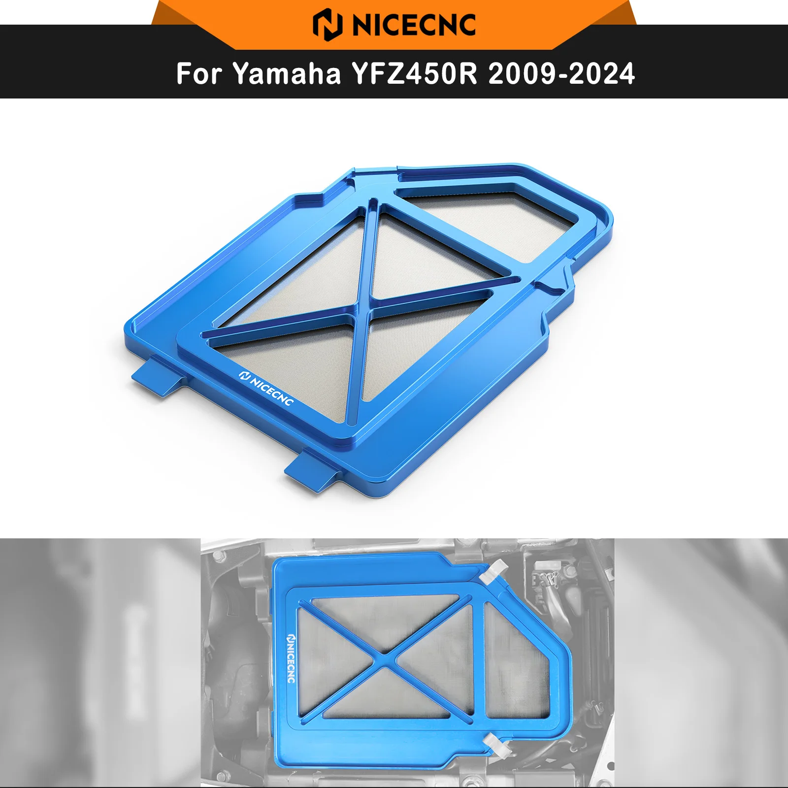 NICECNC For Yamaha YFZ450R 2009-2024 Airbox Lid Cover Allow Additional Airflow Billet Aluminum Cleaner Cap ATV Accessories