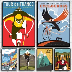 Classic Tour France Minimalism Retro Designs Bike Cycling Poster  Room Living Canvas Painting Art Wall Home Decoration