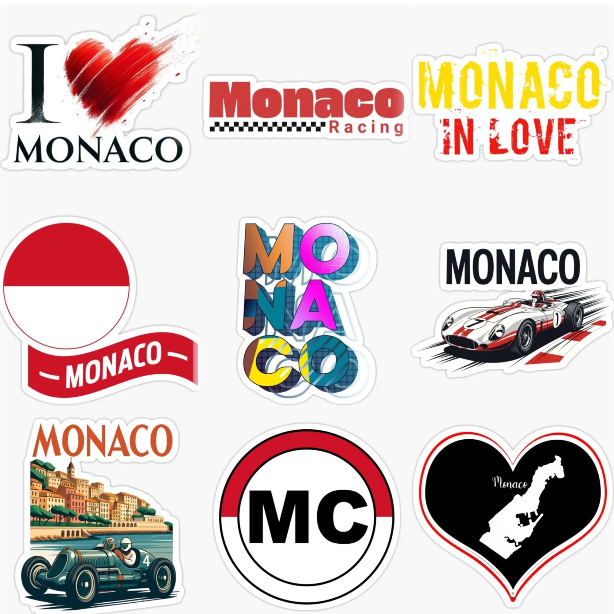 

Monaco Flag Map Emblem Racing Creative Car Stickers for Car Bicycle Motorcycle Helmet Bumper Wall Decal Customizable Size