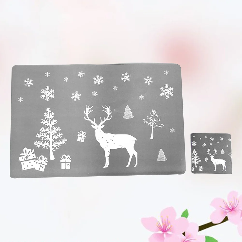 Juego de posavasos y manteles individuales de PVC para Navidad, manteles individuales y posavasos protectores de superficie de mesa resistentes al calor, 12 Uds.