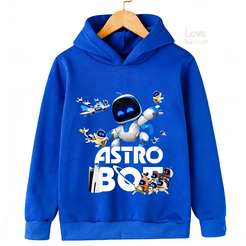Sudadera con capucha para niños con estampado de dibujos animados de Astro Bot, sudadera informal, cómoda y a la moda para niño y niña