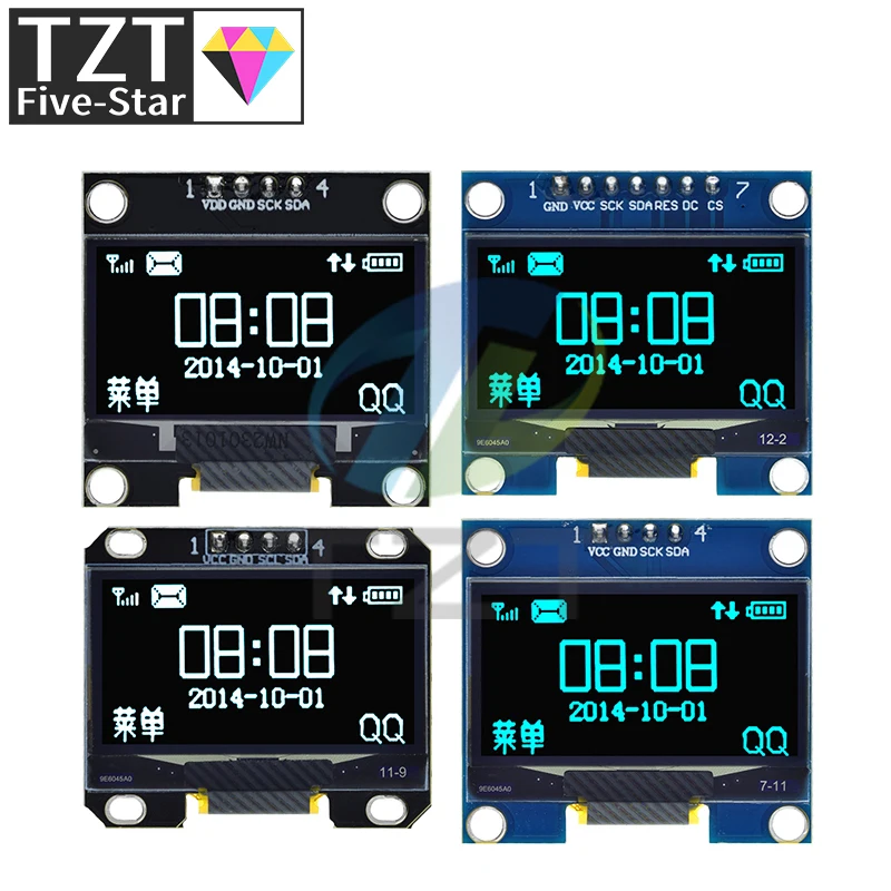 Imagem -03 - Módulo Oled de 13 Polegadas Spi Iic I2c Comunicar Cor Branca Azul 128x64 Módulo de Exibição Led Lcd Oled de 13 Polegadas Módulo Oled de 13