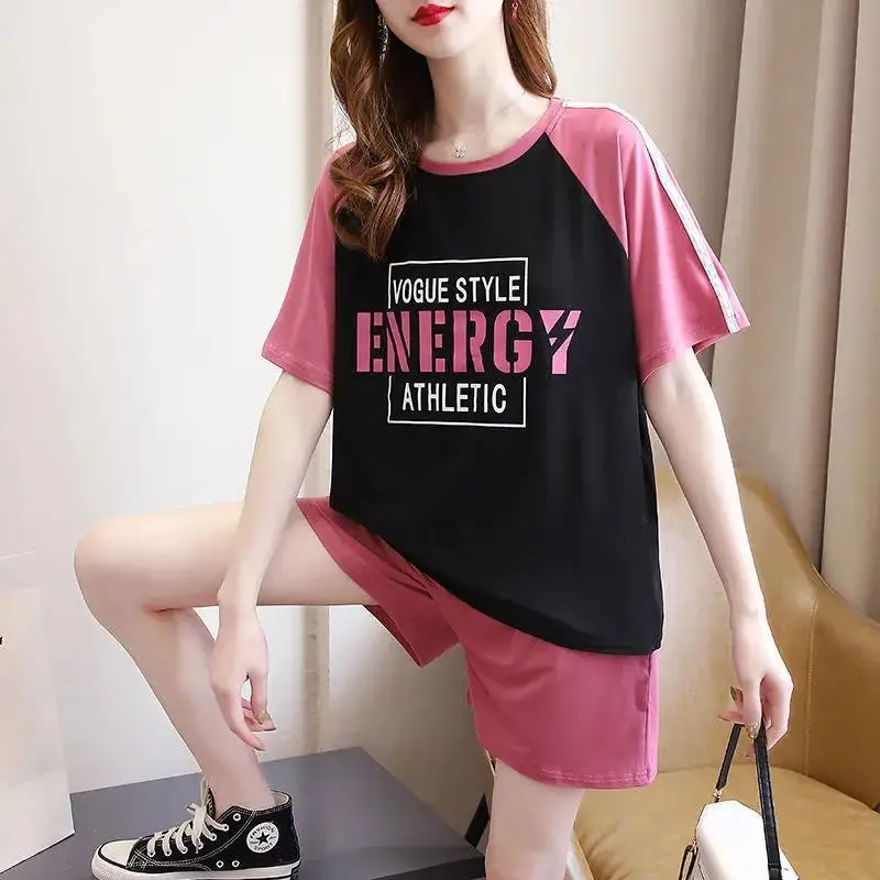 Pajama Set For Women In Summer, New Fashionable And Loose Fitting Korean Short Sleeved Shorts, Reducing Age Slimming, Casual